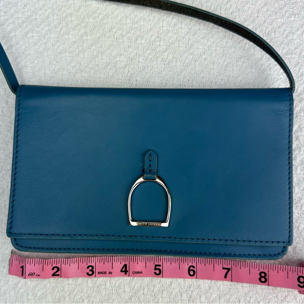 Ralph Lauren Blue Leather Equestrian Crossbody Bag